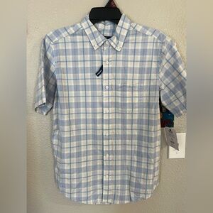 George Men's Light Blue and White Plaid Shirt